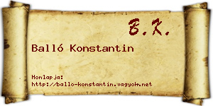 Balló Konstantin névjegykártya